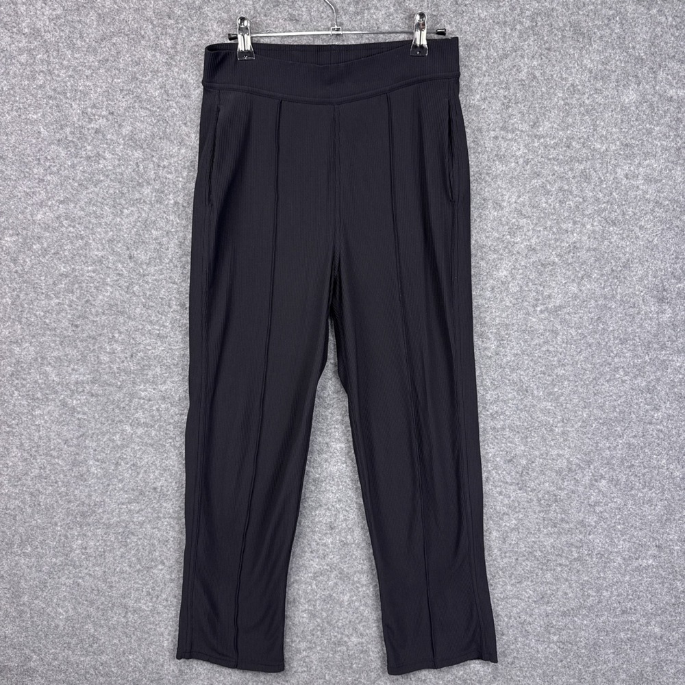 Lululemon Ribbed High Rise Slim Straight Pants Size 6 Black Cropped with Pockets